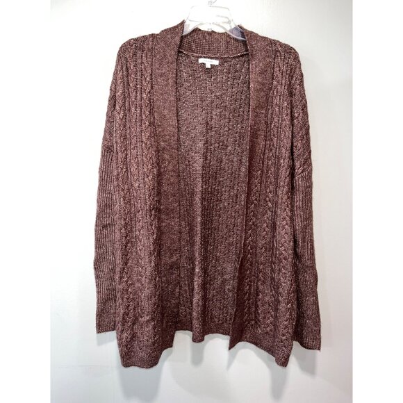 Maurices Womens‎ Open Front Cable Knit Cardigan Sweater L Cotton/Acrylic Brown - Picture 1 of 6